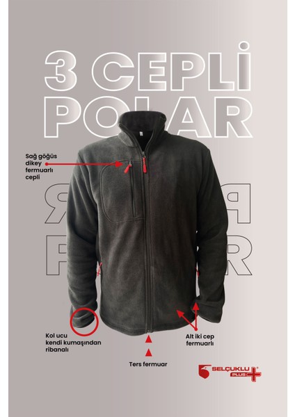 Polar Hırka 3 Cepli Fermuarlı