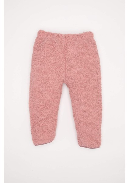 Kız Bebek 2'li Takım Pelüş Fermuarlı Dik Yaka Sweatshirt Beli Lastikli Alt D6706A524WN