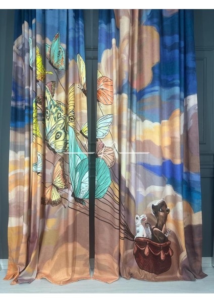 Fon Perde Ada Fonluk Çocuk Odası Uçan Kelebekler