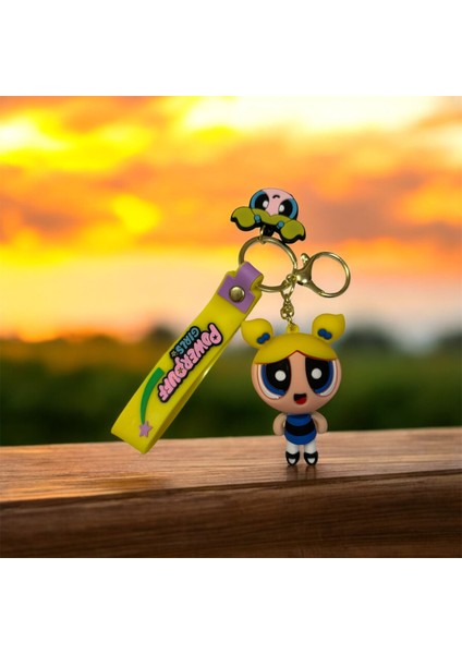 Powerpuff Girls Karakter Anahtarlık ve Çanta Süsü (Bubbles) Sarı Renk