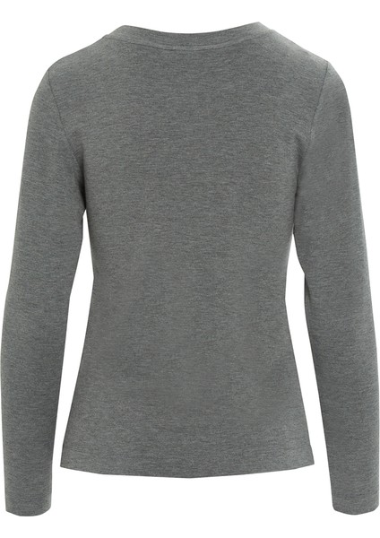 Yuvarlak Yaka Aksesuralı Gri Bluz fırsatları