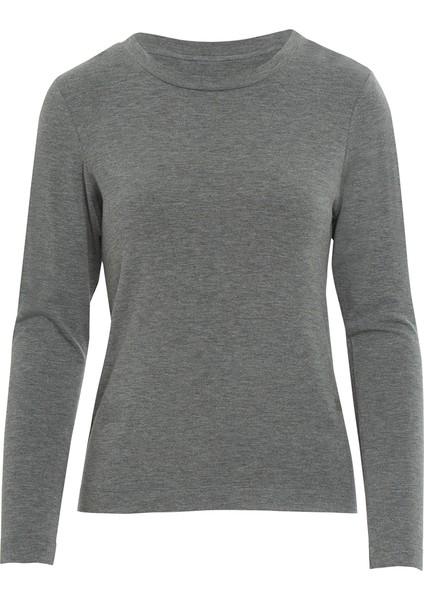 Yuvarlak Yaka Aksesuralı Gri Bluz indirimleri