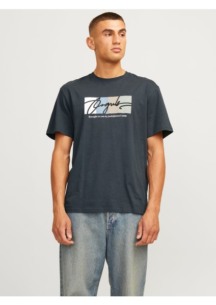 Jack & Jones Jack&jones 12262662 Jorportland Block Brandıng Ss Cn Ln Erkek T-Shirt Haki Yeşil