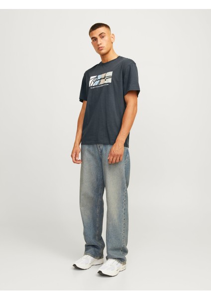 Jack & Jones Jack&jones 12262662 Jorportland Block Brandıng Ss Cn Ln Erkek T-Shirt Haki Yeşil