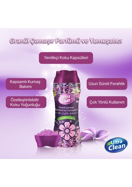 Ultra Clean Granül Çamaşır Parfümü ve Yumuşatıcı - Mor Çiçekler Bahçesi - 275G