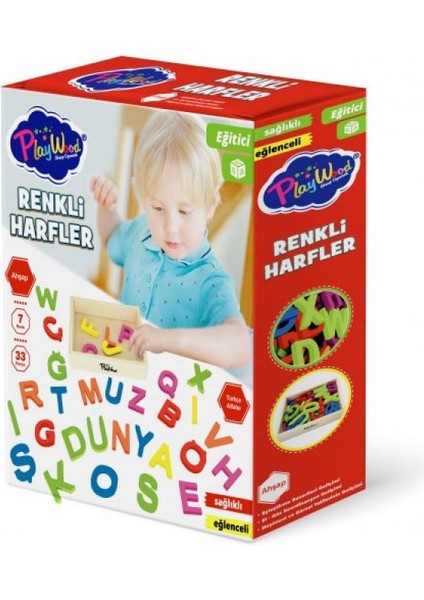 Nessiworld Playwood Ahşap Kasalı Renkli Harfler 33 Parça 402