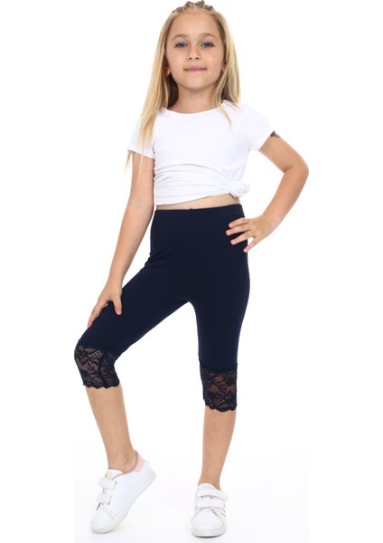 Kız Çocuk Paça Dantel Detaylı Kapri