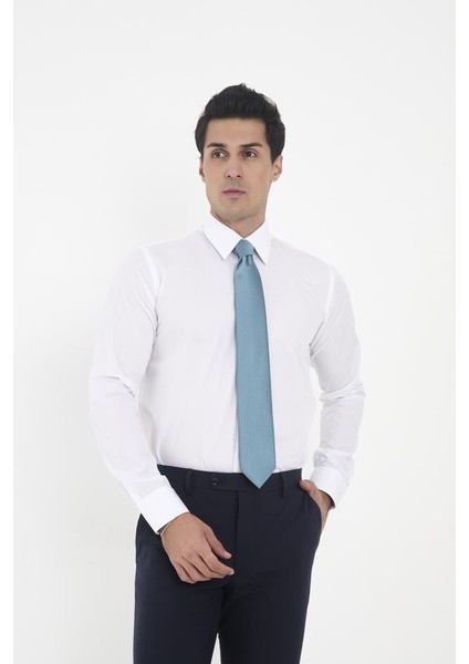 Beyaz Kravat Yaka Slim Fit Gömlek