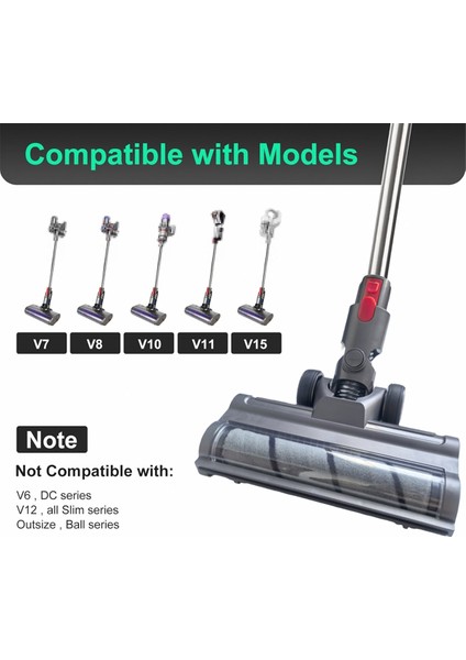 V7 V8 V10 V11 V15 Elektrikli Süpürge Ataşmanı Yumuşak Silindir Fırça LED Toz Işıkları Anahtar Kilidi (Yurt Dışından) modelleri