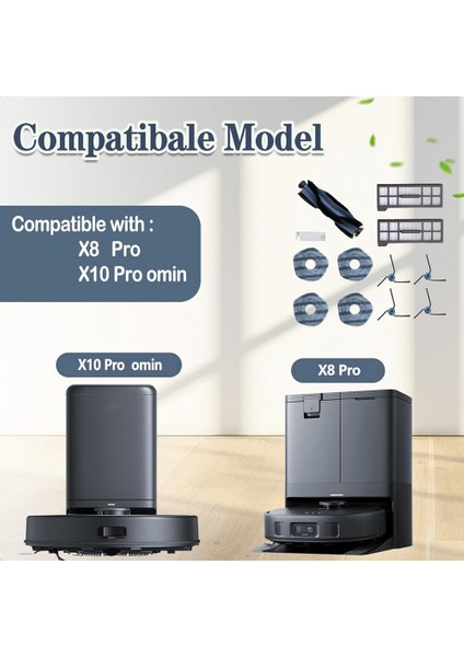 X10 Pro Omni Serisi Robot Süpürgeler Için Yedek Parçalar Ana Yan Fırça Hepa Filtre Paspas Bezi Aksesuar Seti (Yurt Dışından)