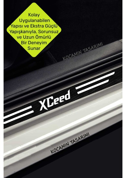 Kia Xceed Uyumlu Karbon Eşik Koruma Seti Araç Kapı Bagaj Çizilme Önleyici Xceed Yazılı