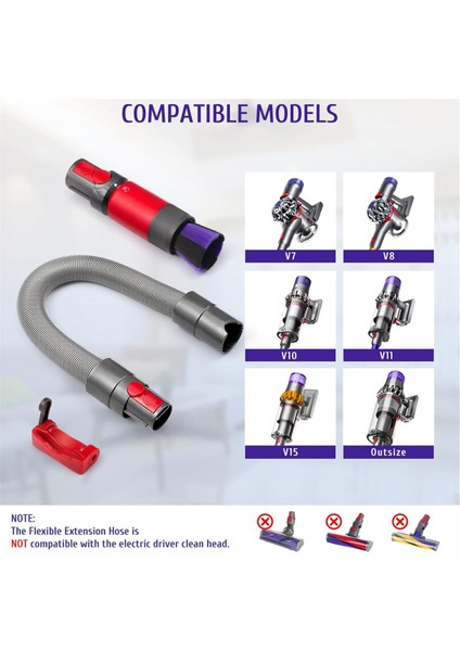 Toz Alma Fırçası + V7 V8 V10 V11 V15 Elektrikli Süpürge Için Esnek Uzatma Hortumu Kendi Kendini Temizleyen Yumuşak Kıllı Parçalar (Yurt Dışından) fiyatları