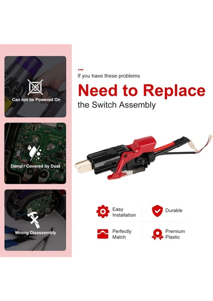 V11 SV14 Elektrikli Süpürge Güçlü Tetik Anahtarı Tertibatı, Yükseltilmiş Güç Düğmesi Yedek Parçaları (Yurt Dışından) modelleri