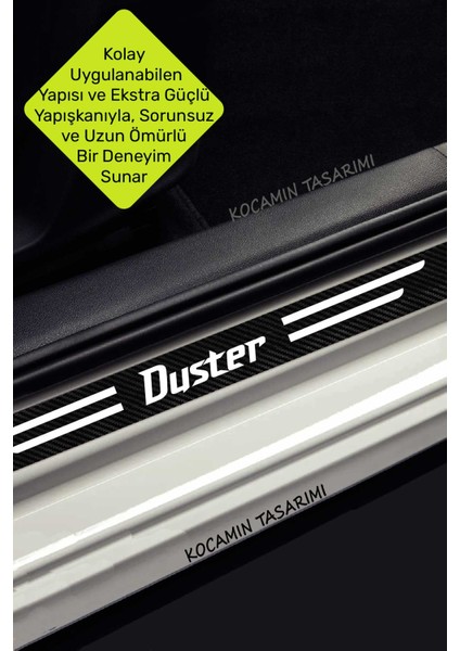 Dacia Duster Araç Kapı ve Bagaj Eşiği Koruyucu Set Karbon Folyo Çizilme Engelleyici Duster Yazılı