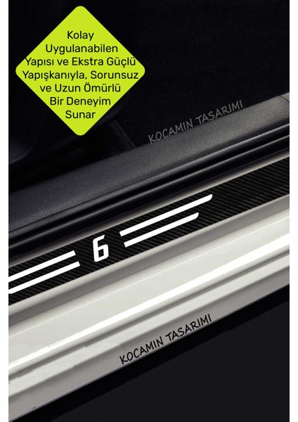 Mazda 6 Araç Kapı ve Bagaj Eşiği Koruyucu Set Karbon Folyo Çizilme Engelleyici 6 Yazılı indirimleri