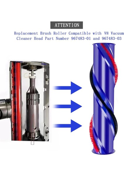 V8 Elektrikli Süpürge Doğrudan Tahrikli Elektrikli Zemin Parçası 967483-01, 967483-03 Için Silindir Fırça Değişimi (Yurt Dışından)