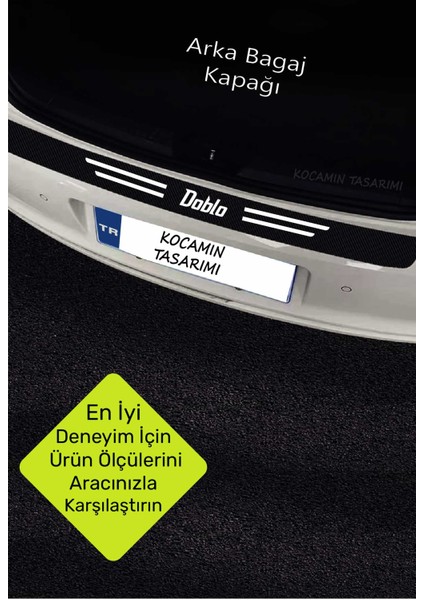 Fiat Doblo Araç Kapı Bagaj Eşiği Koruma Seti Çizilme Engelleyici Karbon Folyo Doblo Yazılı