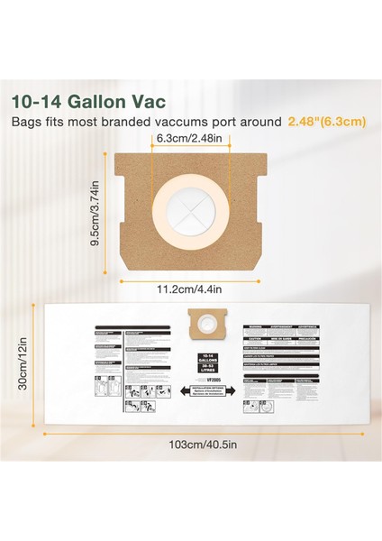 Adet 10-14 Galon Vakum Torbası Torbalar Için, Tek Kullanımlık Islak Kuru Vakum Toplama Parçası Değiştirme Tipi 90672 (Yurt Dışından) fiyatları