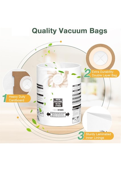 Adet 10-14 Galon Vakum Torbası Torbalar Için, Tek Kullanımlık Islak Kuru Vakum Toplama Parçası Değiştirme Tipi 90672 (Yurt Dışından) modelleri