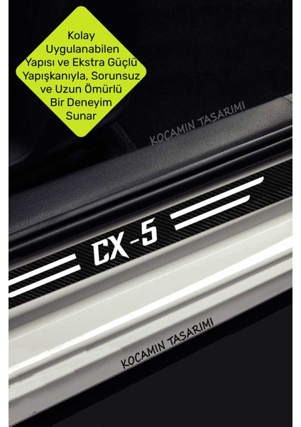 Mazda Cx-5 Karbon Kapı Bagaj Eşik Koruma Seti Çizilmelere Karşı Dayanıklı Folyo Cx-5 Yazılı