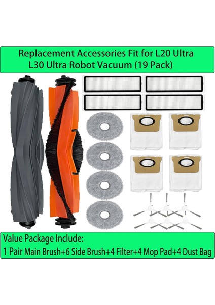 L20 Ultra/ L30 Ultra Robot Süpürge Yedek Parçaları Ana Yan Fırça Hepa Filtre Paspas Pedi Toz Torbaları Aksesuarları (Yurt Dışından) fırsatları