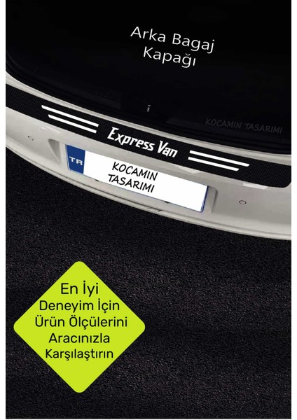 Renault Express Van Kapı ve Bagaj Eşiği Koruyucu Set Karbon Folyo Çizik Engelleyici Express Van Yazılı fırsatları