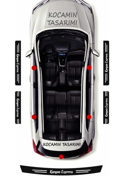 Renault Kangoo Express Karbon Kapı Eşiği ve Bagaj Koruyucu Set Çizilmeye Dayanıklı Sticker Folyo Kangoo Express Yazılı modelleri