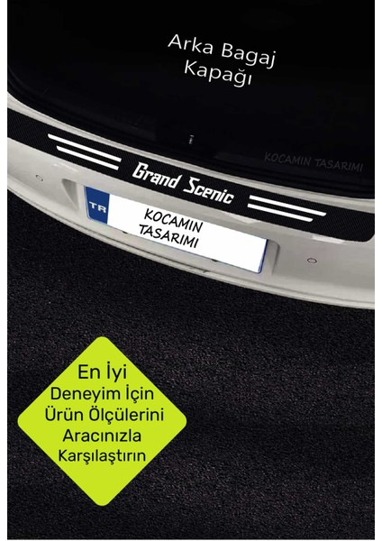 Renault Grand Scenic Uyumlu Karbon Eşik Koruma Seti Araç Kapı Bagaj Çizilme Önleyici Grand Scenic Yazılı