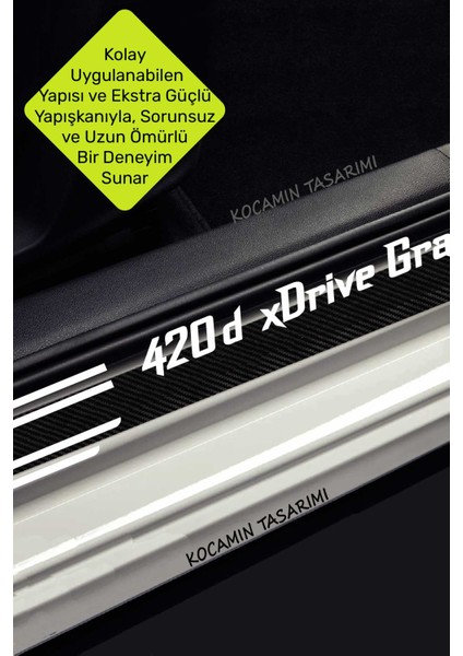 Bmw 420D Xdrive Gran Coupe Araç Kapı Bagaj Eşiği Koruma Seti Çizilme Engelleyici Karbon Folyo 420D Xdrive Gran Coupe Yazılı indirimleri