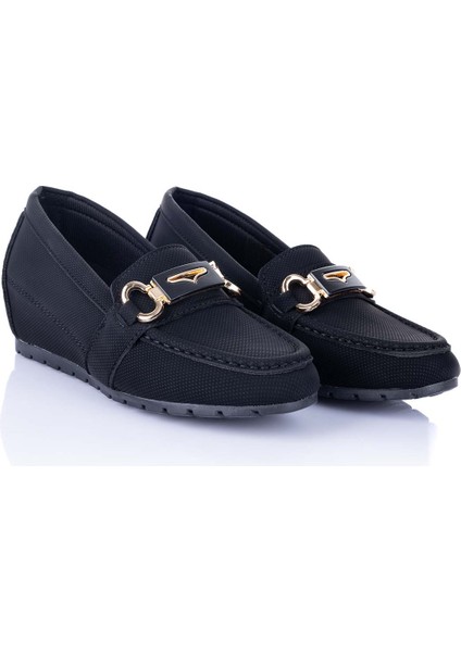 Mahze Kadın Siyah Topuklu Loafer Ayakkabı
