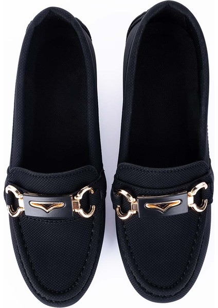Mahze Kadın Siyah Topuklu Loafer Ayakkabı