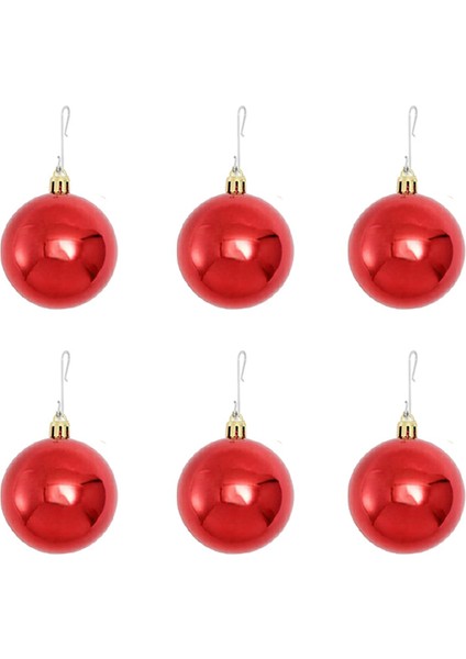 Yılbaşı Topu Kutulu Çam Ağacı Süsü Kırmızı 4 cm 6'lı