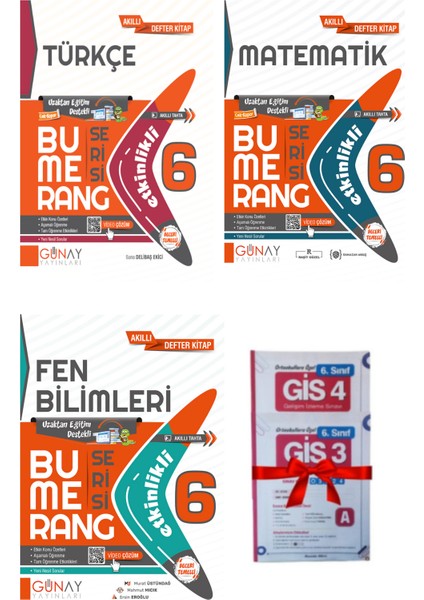 6.sınıf Bumerang Türkçe-Matematik-Fen Etkinlikli Defter 3 Kitap (Hediyeli)