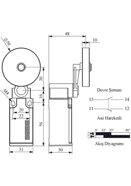 L5K13MEL121 Acısal Hark. 50MM Lastik Mak. Dön.kol fiyatları