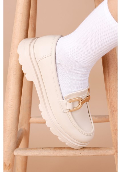 Pales Kadın Bej Loafer Ayakkabı