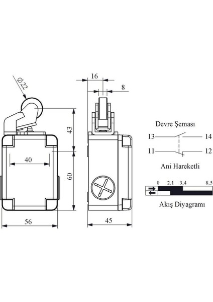 L1K13MIM111 Acısal Hark.22 mm Metal Mak. Kol fiyatları