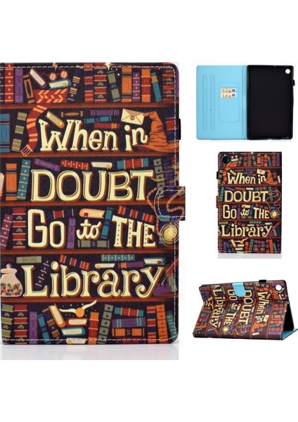 Lenovo Tab M10 Plus Desenli Deri Lenovo Tab M10 Plus TB-X606 Kitaplığı Tablet Kılıfı (Yurt Dışından)