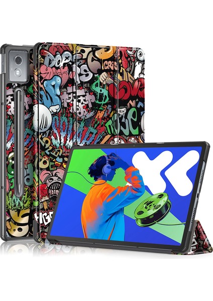 Lenovo Tab P12 12.7 2025 Graffiti Deri Tablet Kılıfı (Yurt Dışından)