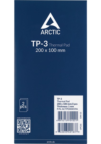 Tp-3 Üstün Performanslı Termal Ped 200X100MM / 1mm (2'li Paket) (AR-ACTPD00059A)
