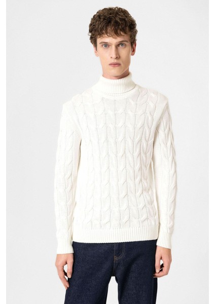 Ekru Saç Örgülü Erkek Kazak fiyatları