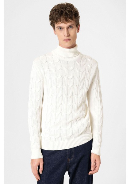 Ekru Saç Örgülü Erkek Kazak modelleri