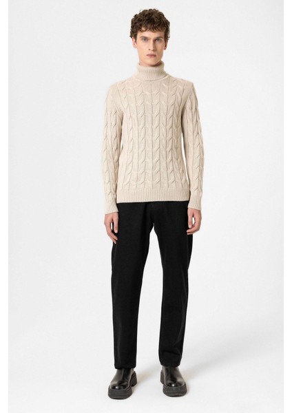 Taş Saç Örgülü Erkek Kazak