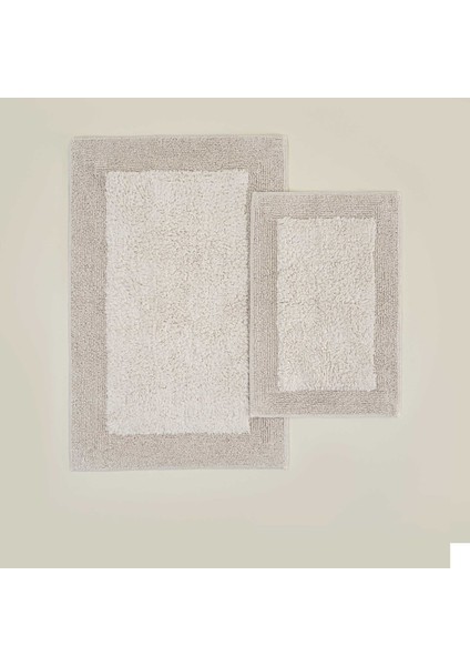 Petra 2'li Banyo Paspas Seti %100 Karde Pamuk Krem 60X90-40X60