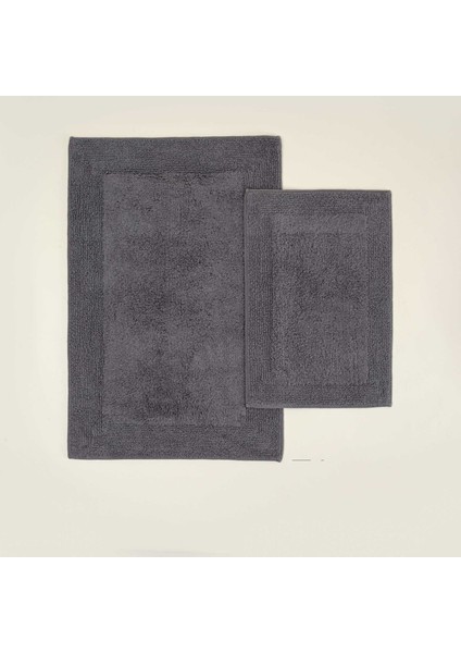 Petra 2'li Banyo Paspas Seti %100 Karde Pamuk Antrasit 60X90-40X60