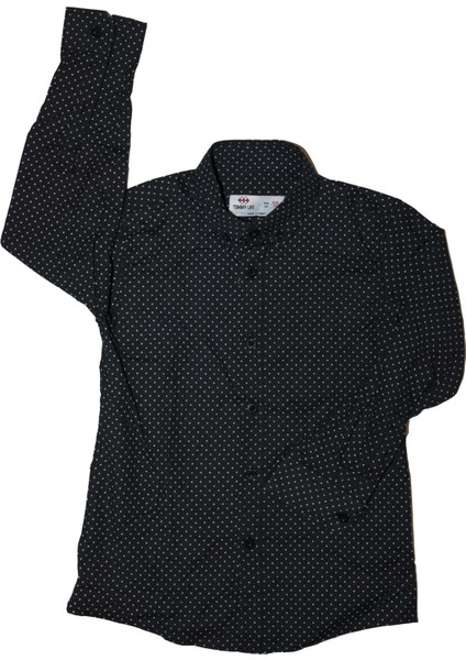T12EÇ-10961_01 Erkek Çocuk Gömlek Uzun Kol Likralı Poplin