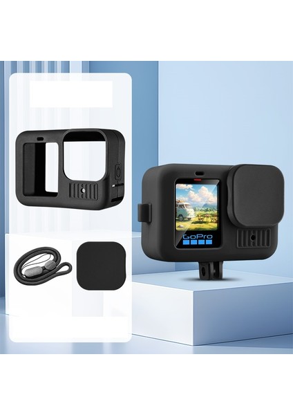 Gopro 13 Uyumlu Silikon Koruma Kılıfı Bileklikli Soft Case Black Siyah