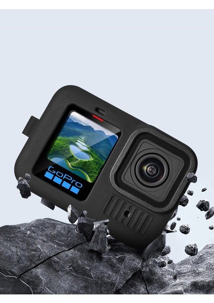 Gopro 13 Uyumlu Silikon Koruma Kılıfı Bileklikli Soft Case Black Siyah