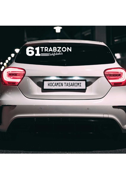61 Trabzon Vakfık Ebir Plaka Kodlu Beyaz Araç Sticker Vakfık Ebir Ilçe Yazılı Trabzon Özel Tasarım 40X8 cm Şehir ve Ilçe Temalı Kaliteli Sticker fırsatları