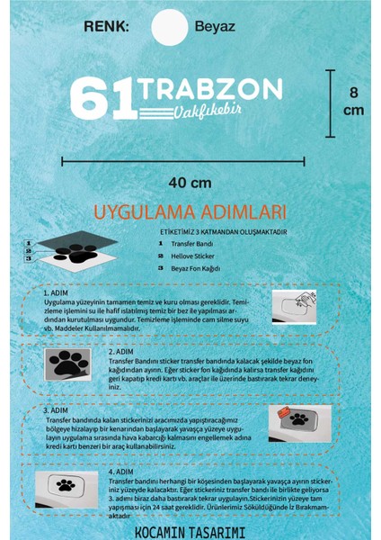61 Trabzon Vakfık Ebir Plaka Kodlu Beyaz Araç Sticker Vakfık Ebir Ilçe Yazılı Trabzon Özel Tasarım 40X8 cm Şehir ve Ilçe Temalı Kaliteli Sticker indirimleri