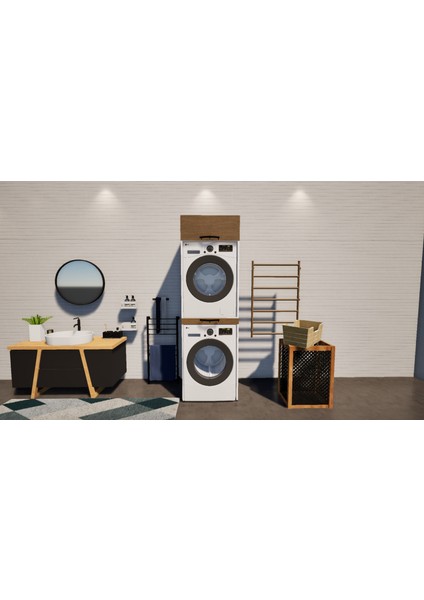 Mdf (Safir Meşe) Dicle Beyaz Çamaşır Makinası ve Kurutma Makinası Dolabı indirimleri